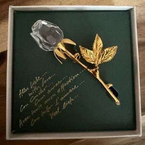 Swarovski Crystal Memories  Crystal Rose Brooch Goldtoned